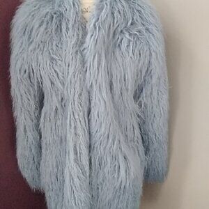 Free people Renata BLUE fur coat jacket RARE NWT New S small